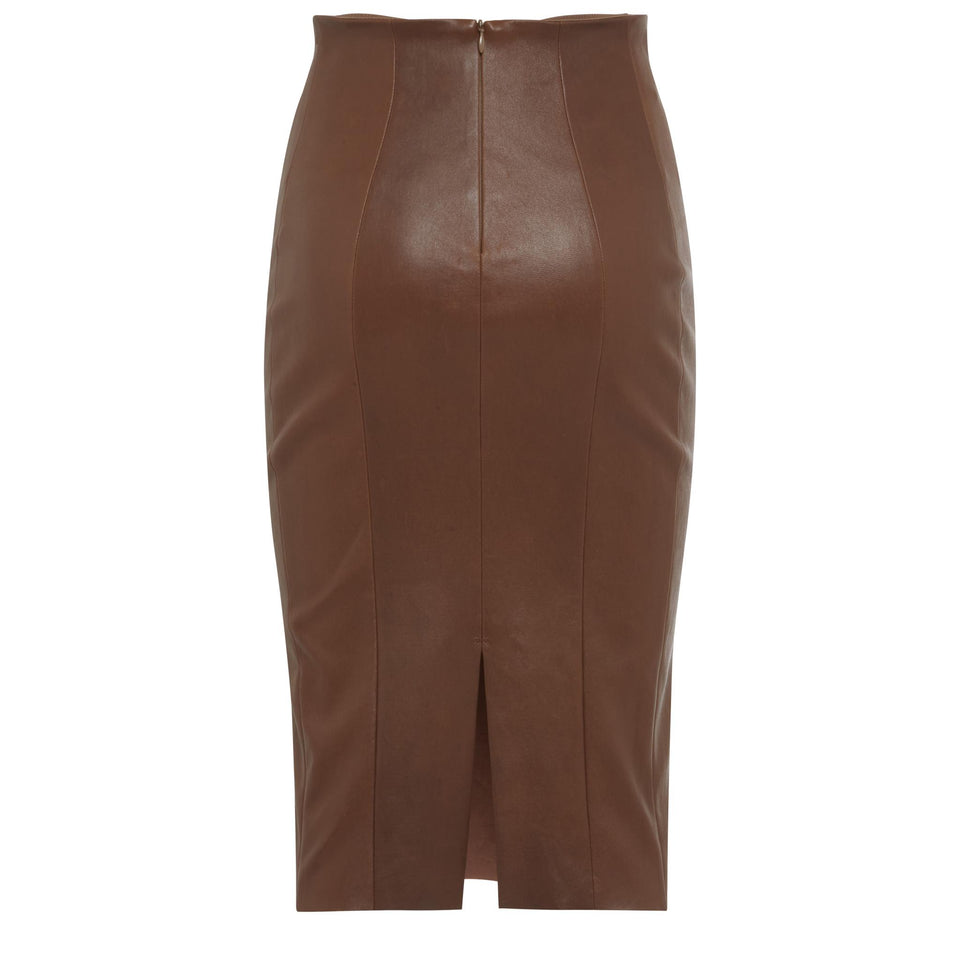 "Scarlett" Brown Leather Skirt