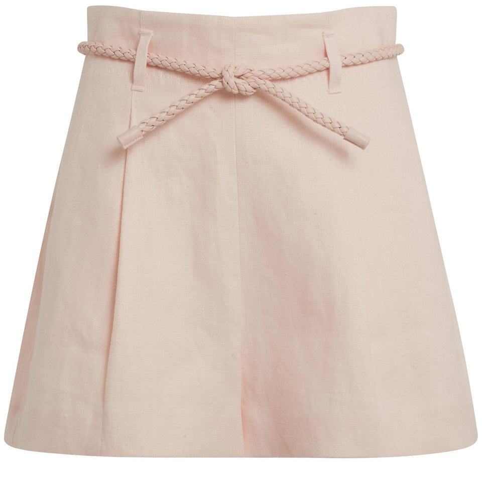 "Crush" shorts in pink linen