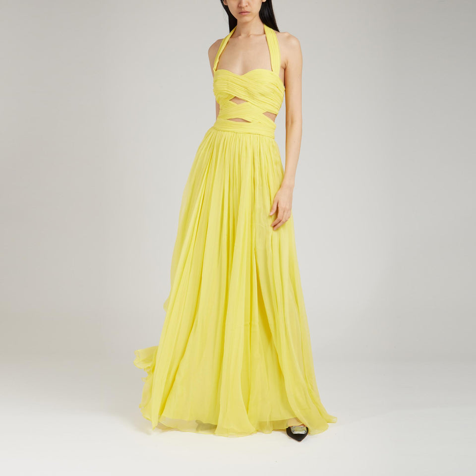 Abito lungo in chiffon giallo