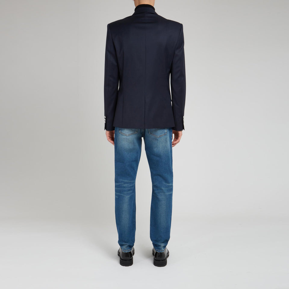 Single-breasted blue wool blazer