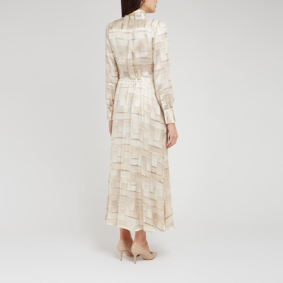 Beige silk long dress