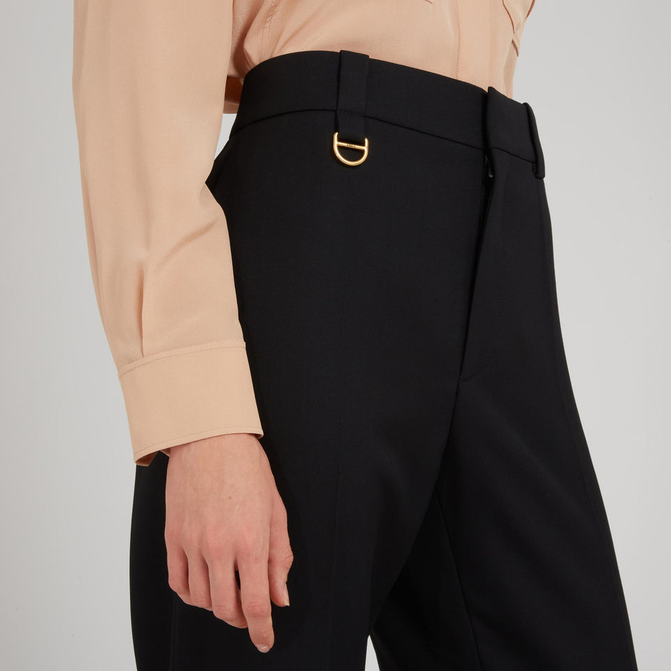Black wool flared trousers
