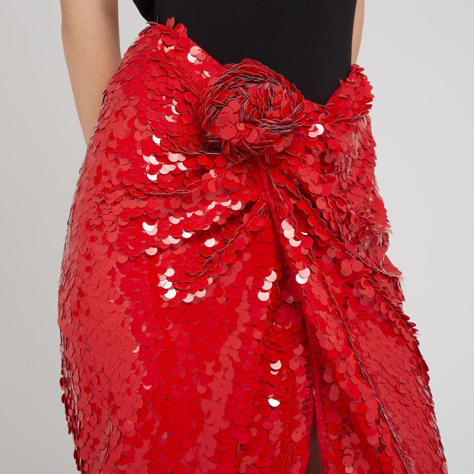 Gonna lunga in tessuto rossa