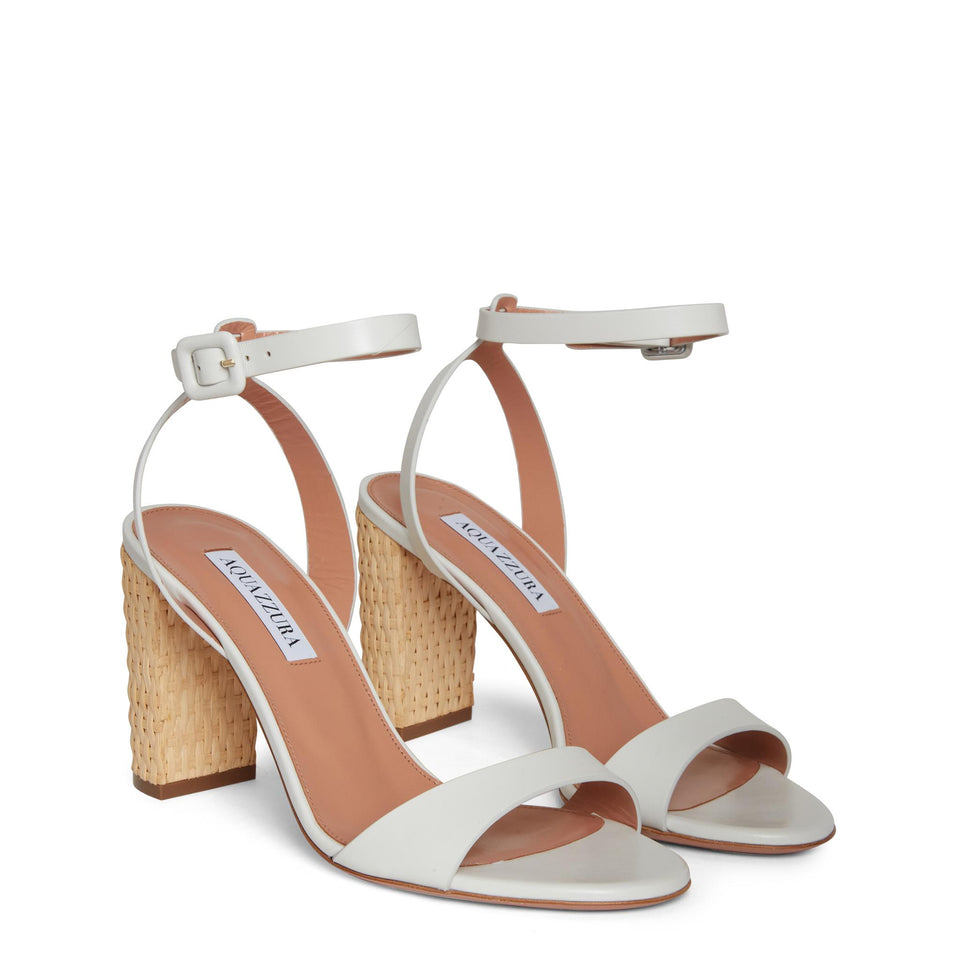 Sandali "Sunseeker" 85 in pelle bianchi SSKMIDS0 CWKFFF AQUAZZURA 