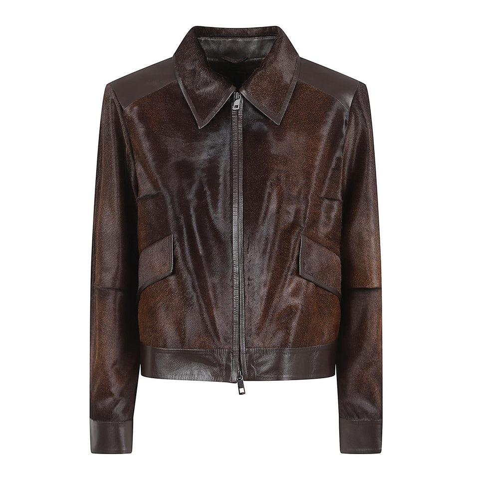 Giacca in pelle marrone K14704 COFFEE DESA 1972 