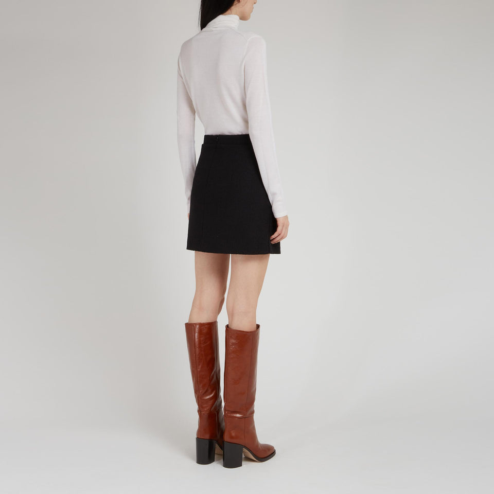 Mini gonna in lana nera