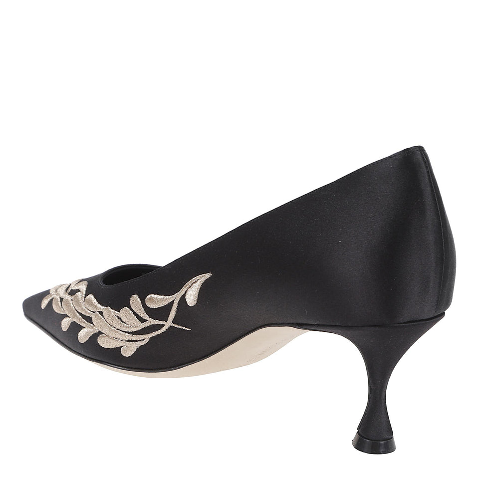 Decolletè "Feza Mone" 50 in raso nera 325-3003 BLCK MANOLO BLAHNIK 