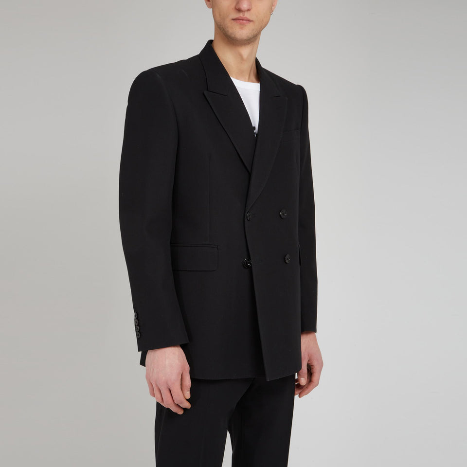 Double-breasted blazer in black cotton