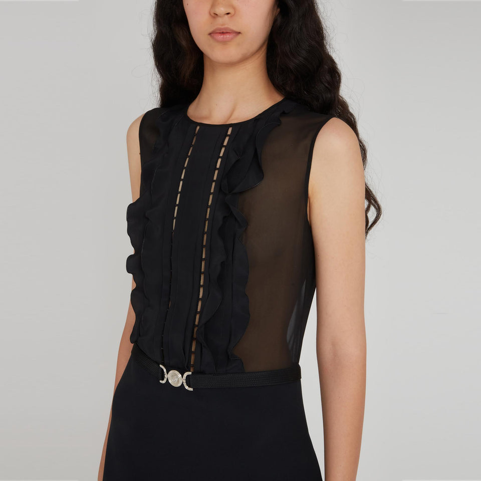 Short black silk dress