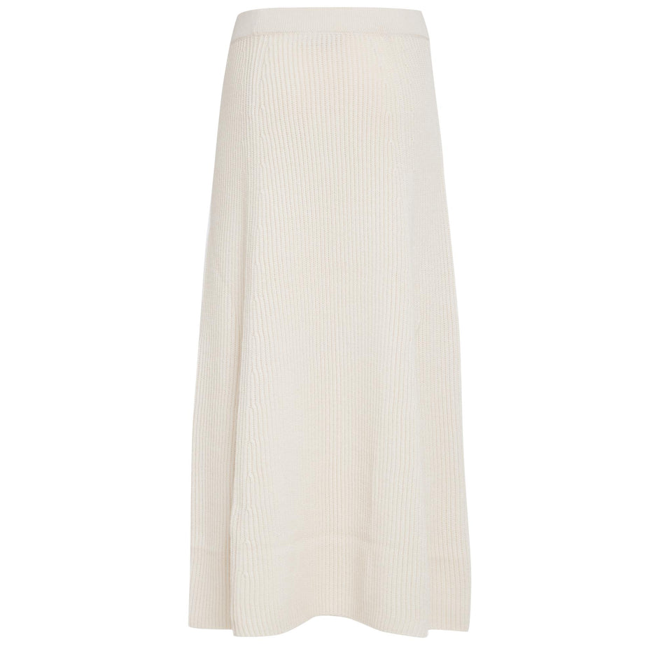 Long white wool skirt