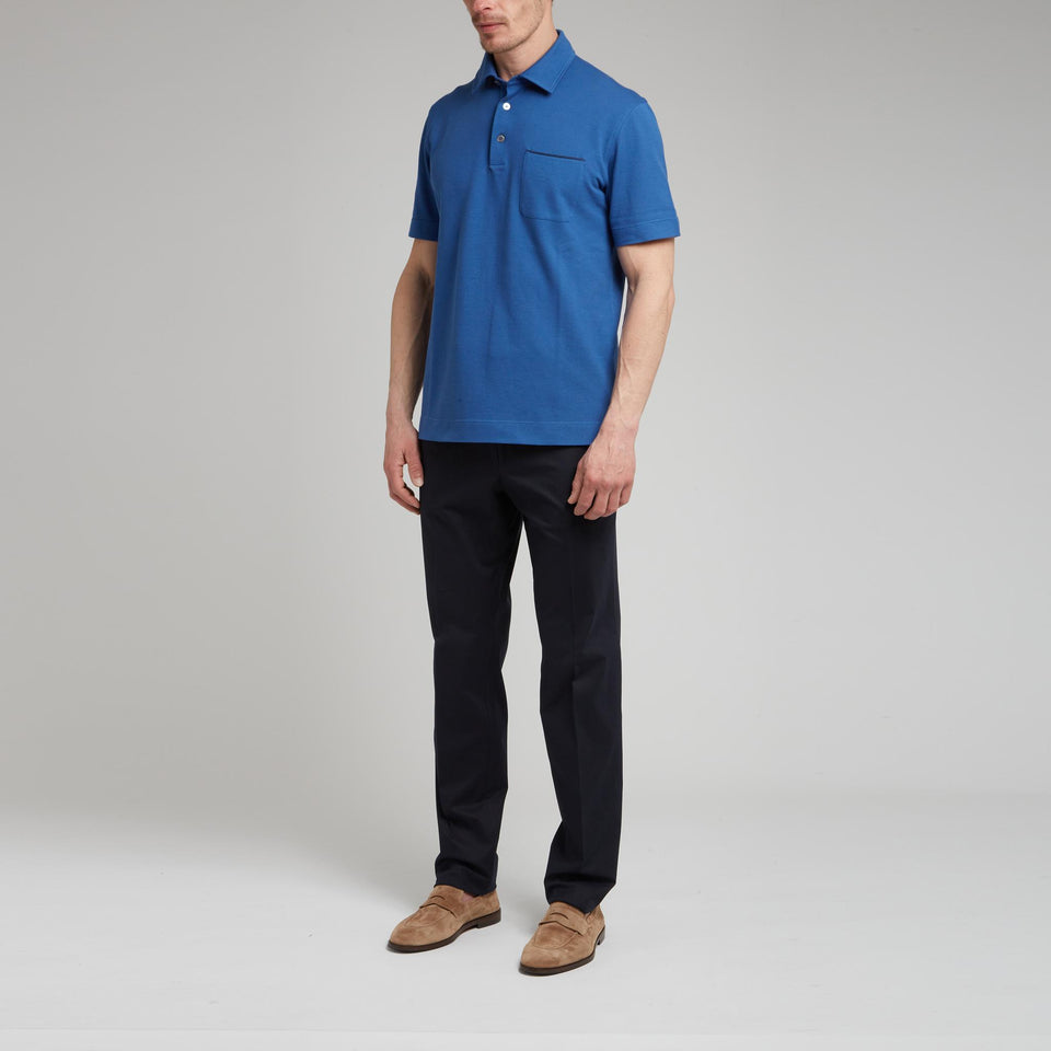 Blue cotton polo shirt