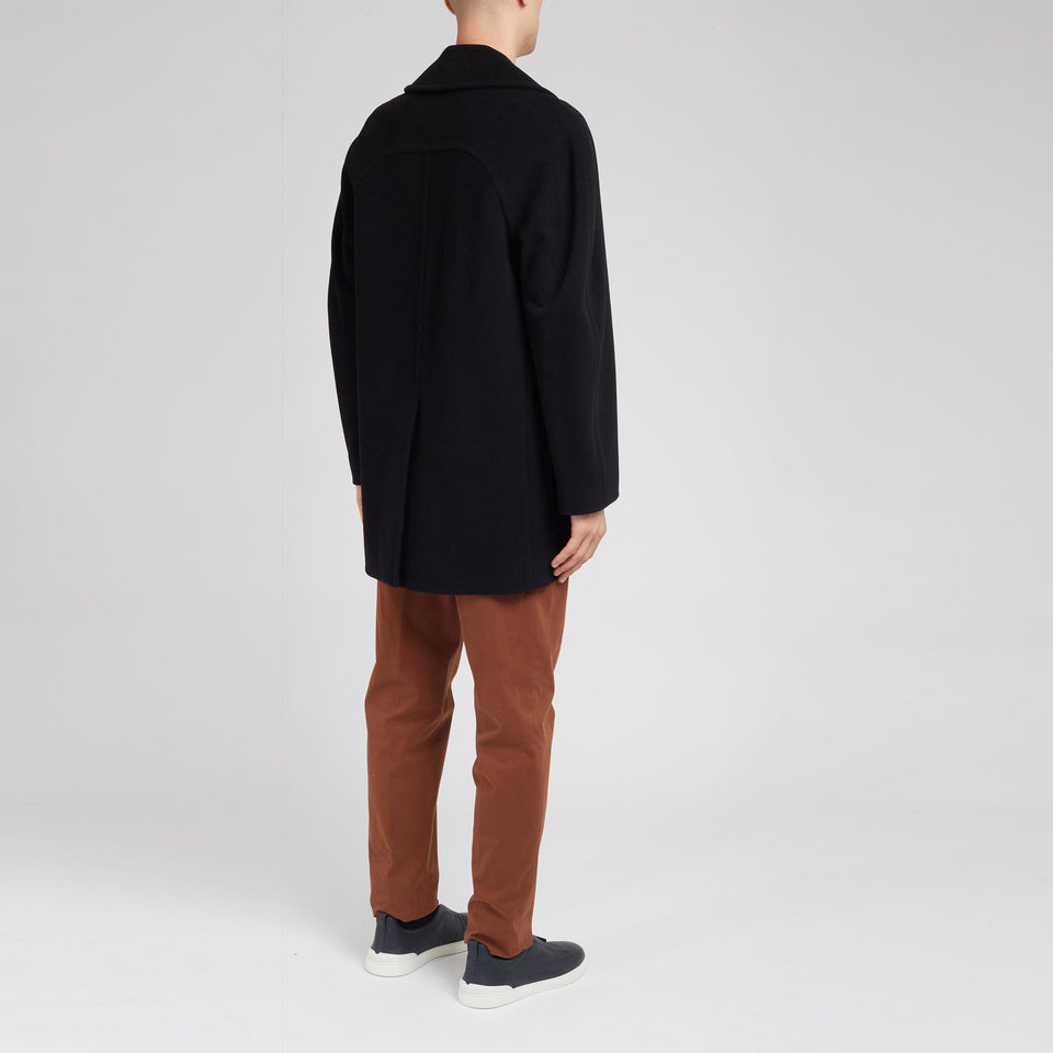 Cappotto doppio petto in cashmere nero