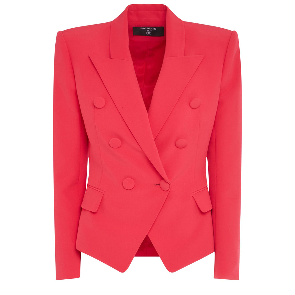 Giacca doppio petto in tessuto fuxia