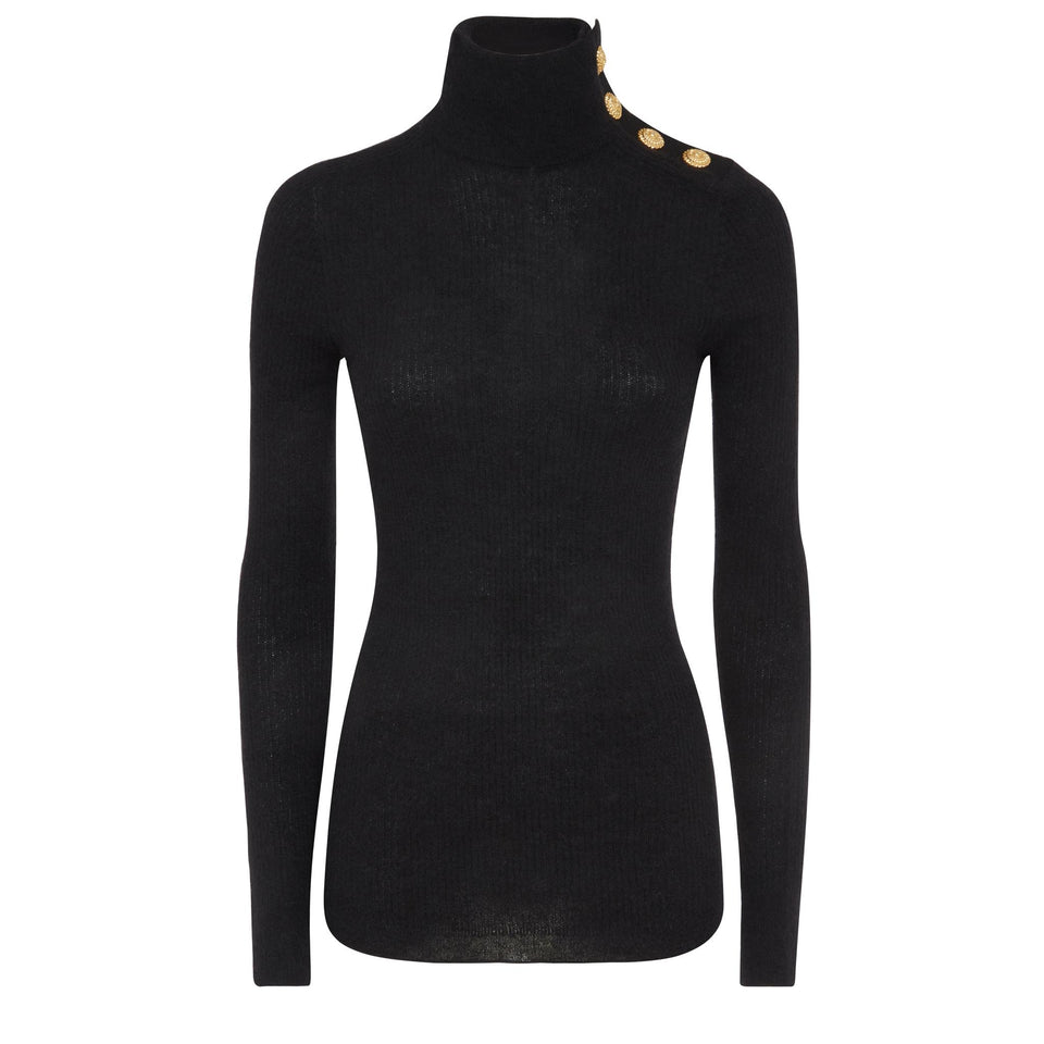 Black wool turtleneck sweater