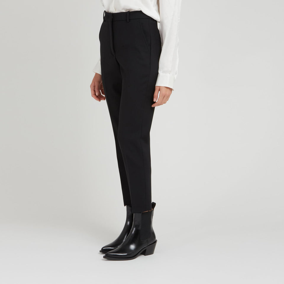 Black wool tailored trousers
