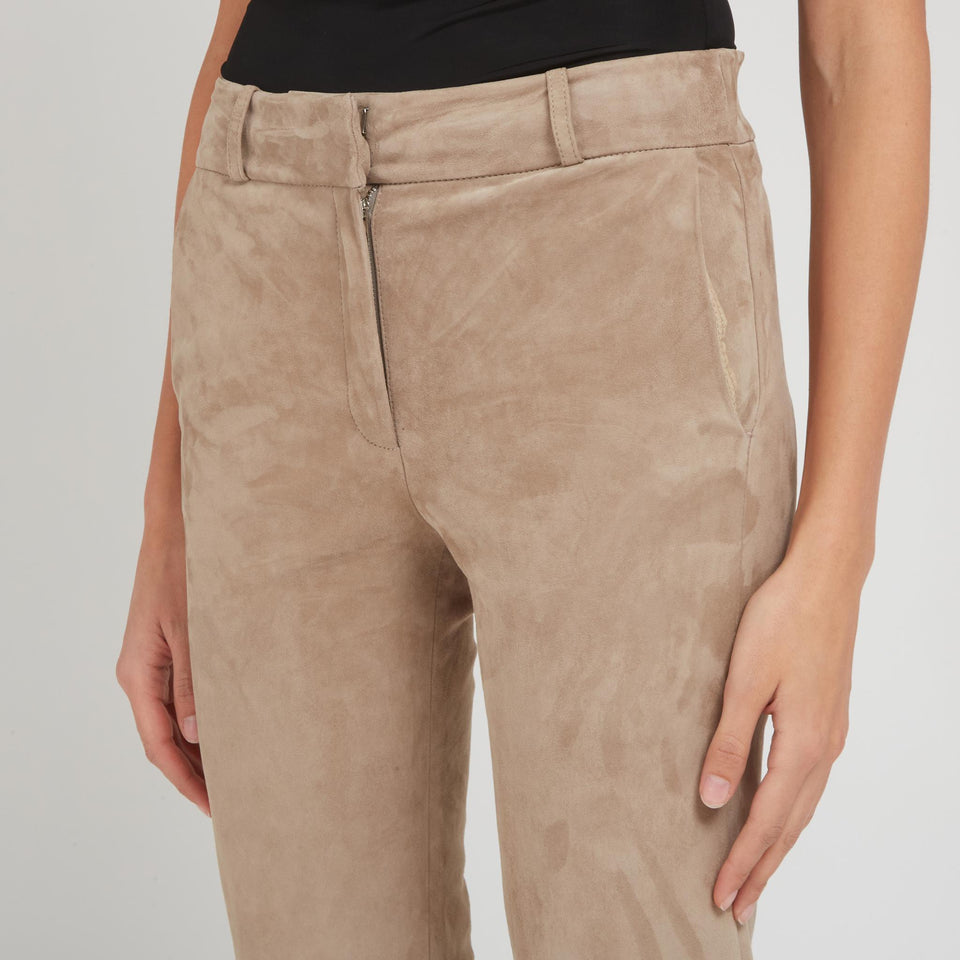 "Jenna" trousers in beige suede