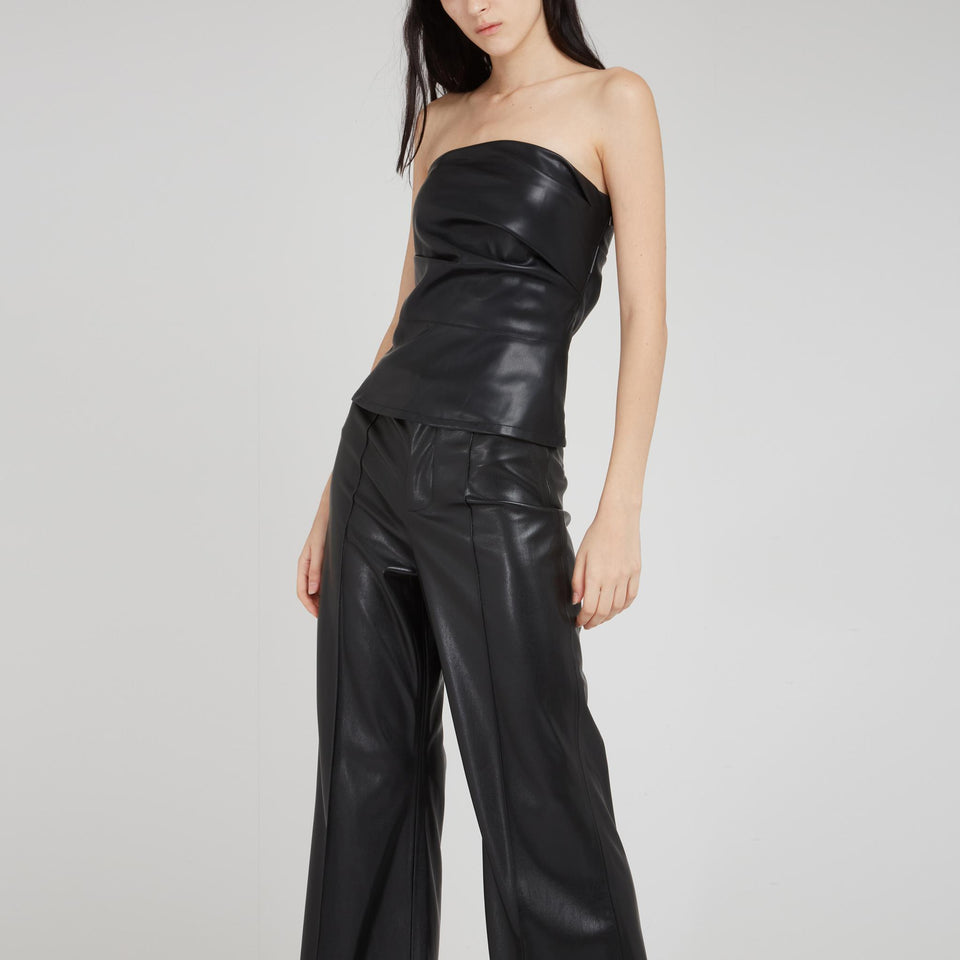 Top in pelle sintetica nero