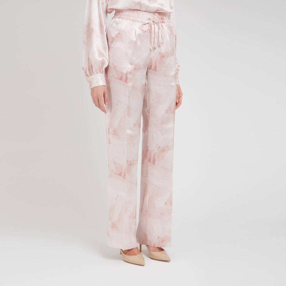 Pink silk trousers