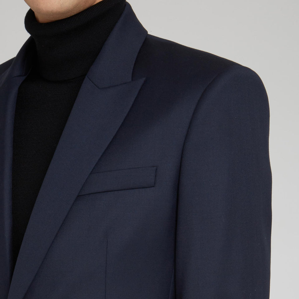 Single-breasted blue wool blazer