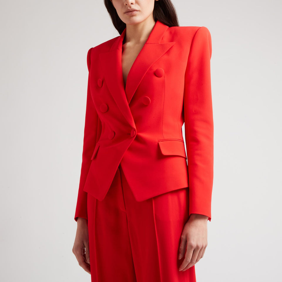 Red double-breasted fabric jacket
