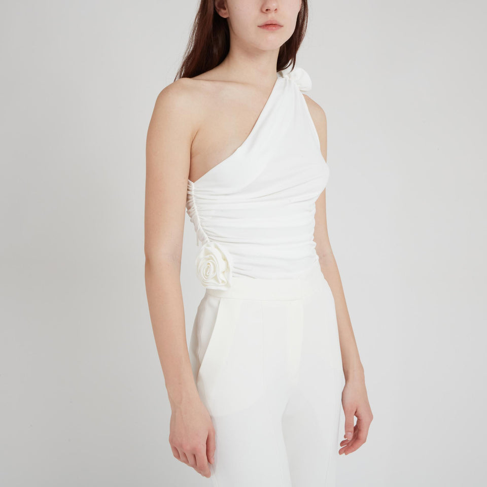 Pantalone in cady bianco P0005NR25 CD003W0005 ELIE SAAB 