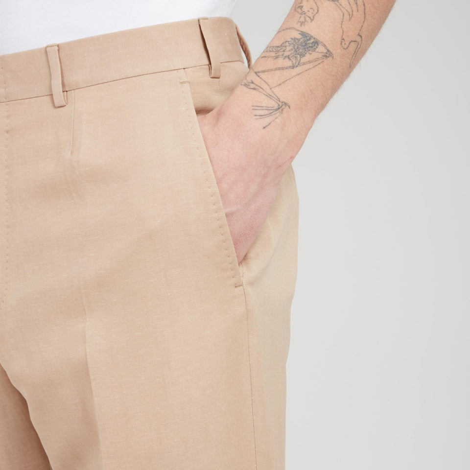Beige poplin pants