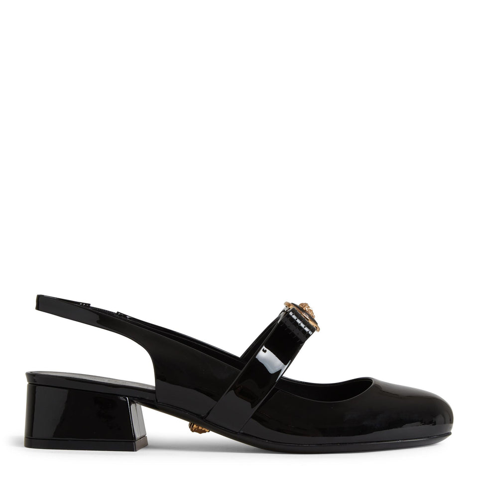 Sling-bakc ''Gianni Ribbon'' in pelle nera 1018457 D2VE1B00V VERSACE 