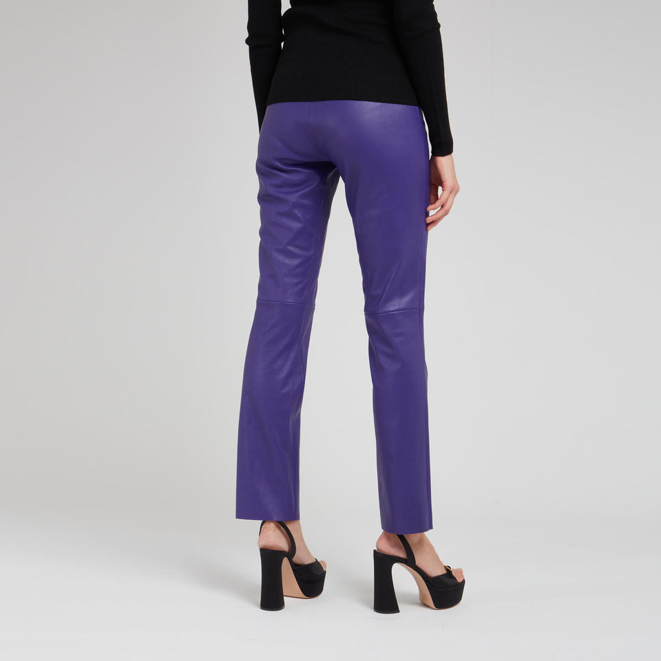 Pantalone "Jacky" in pelle viola