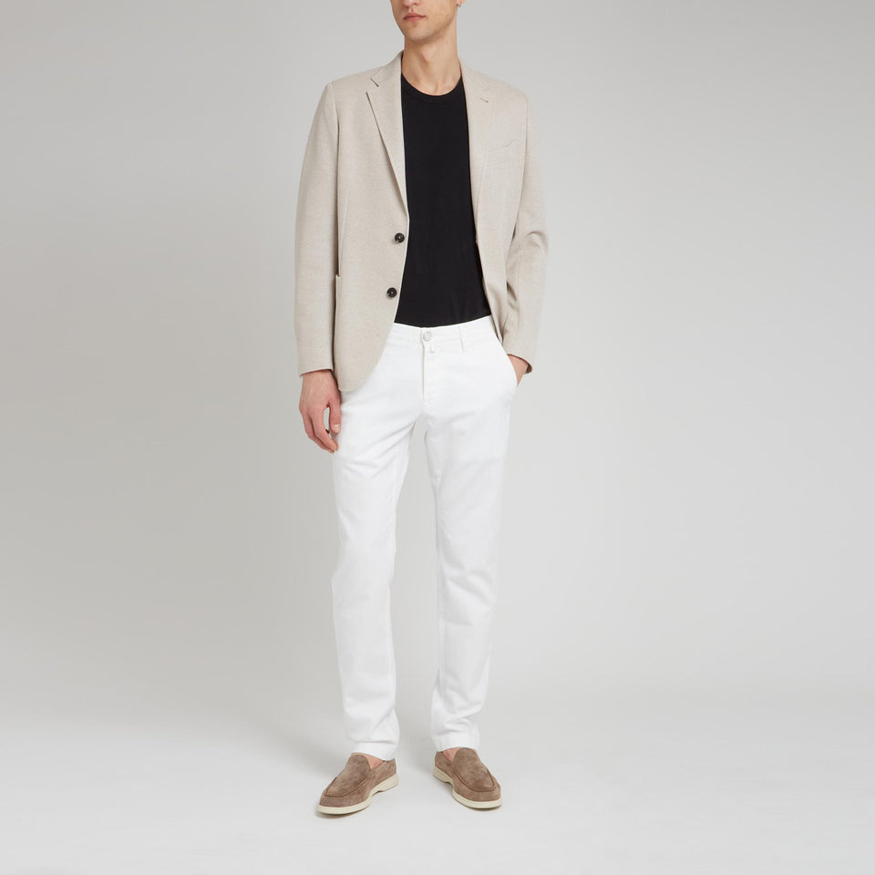 Single-breasted beige cotton blazer