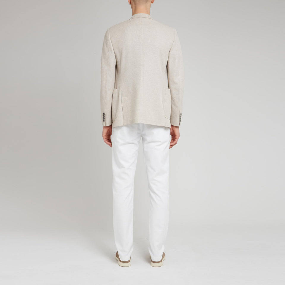 Single-breasted beige cotton blazer