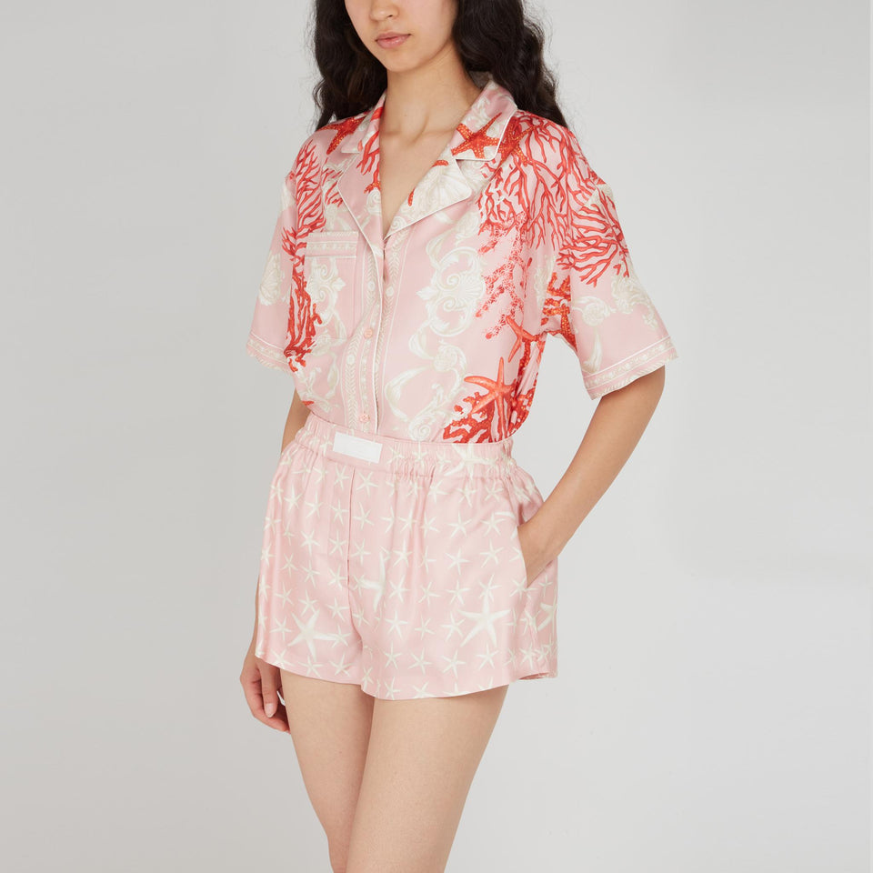 ''Barocco Sea'' shirt in pink silk