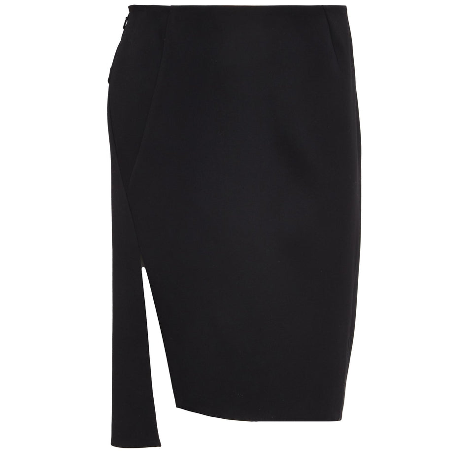 Black wool midi skirt