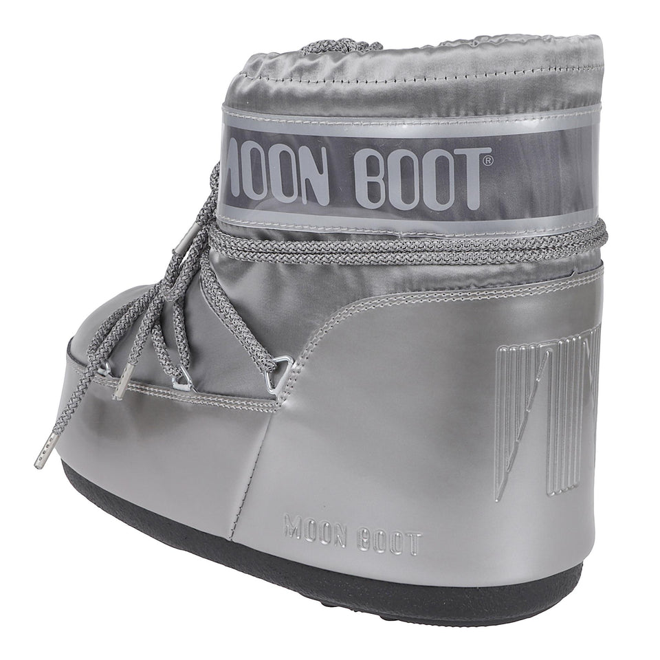 Moon Boot "Icon Low" in nylon argento D1409350 H001SILVER MOON BOOT 