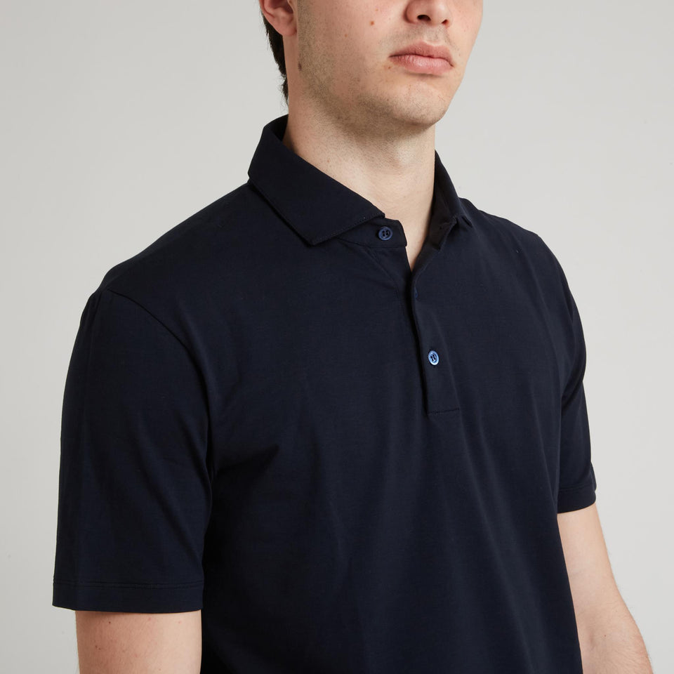 Blue cotton polo