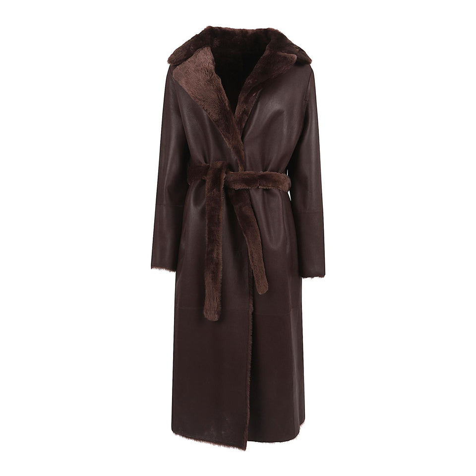 Cappotto in pelliccia sintetica reversibile marrone 21WYM60417MERL A6074 SALOMON 
