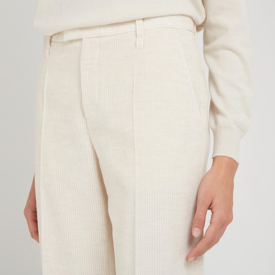 Beige fabric trousers
