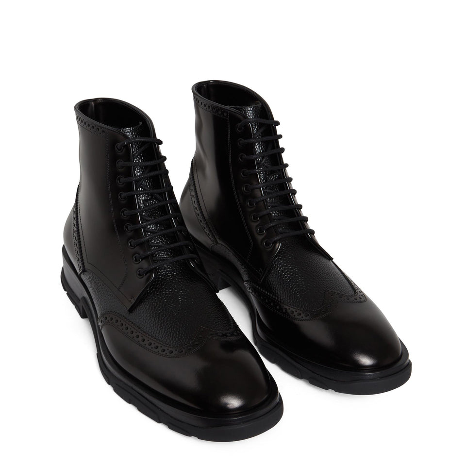 Stivaletto in pelle spazzolata nero 750389 WIDW11000 ALEXANDER MCQUEEN 