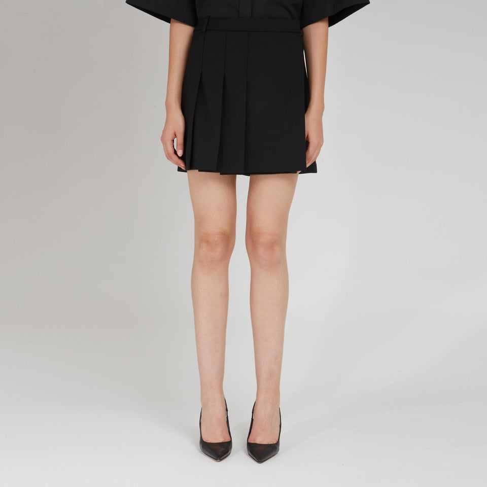 Mini gonna in lana nera