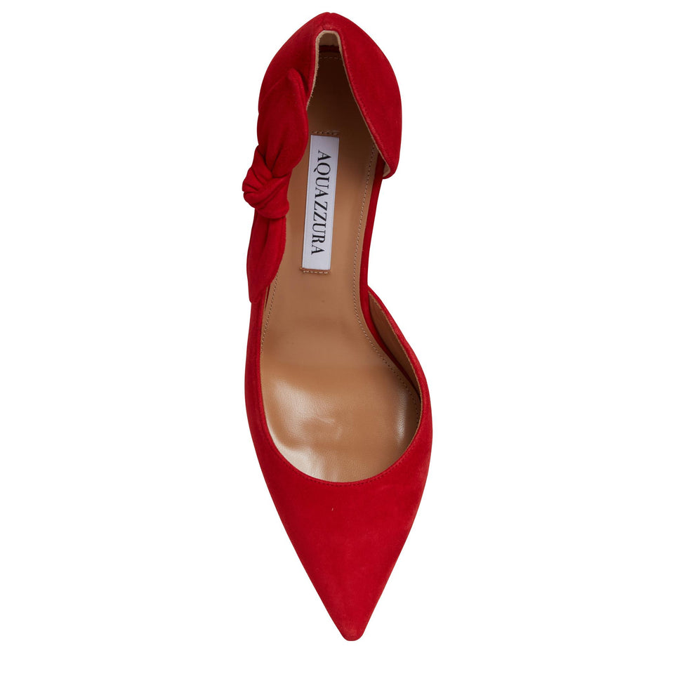 Dècolletè ''Very Bow Tie'' in suede rosse VBTMIDP0 SUELIPSTICK AQUAZZURA 