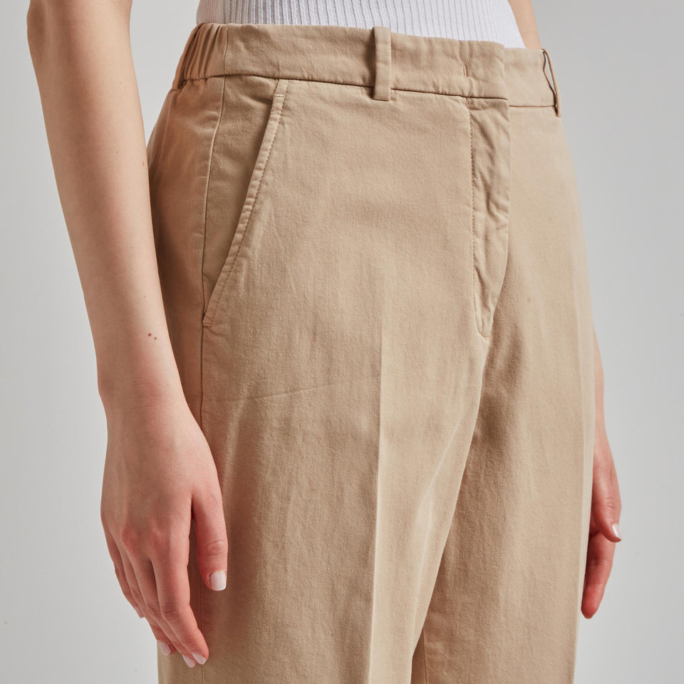 Pantalone crop in cotone beige