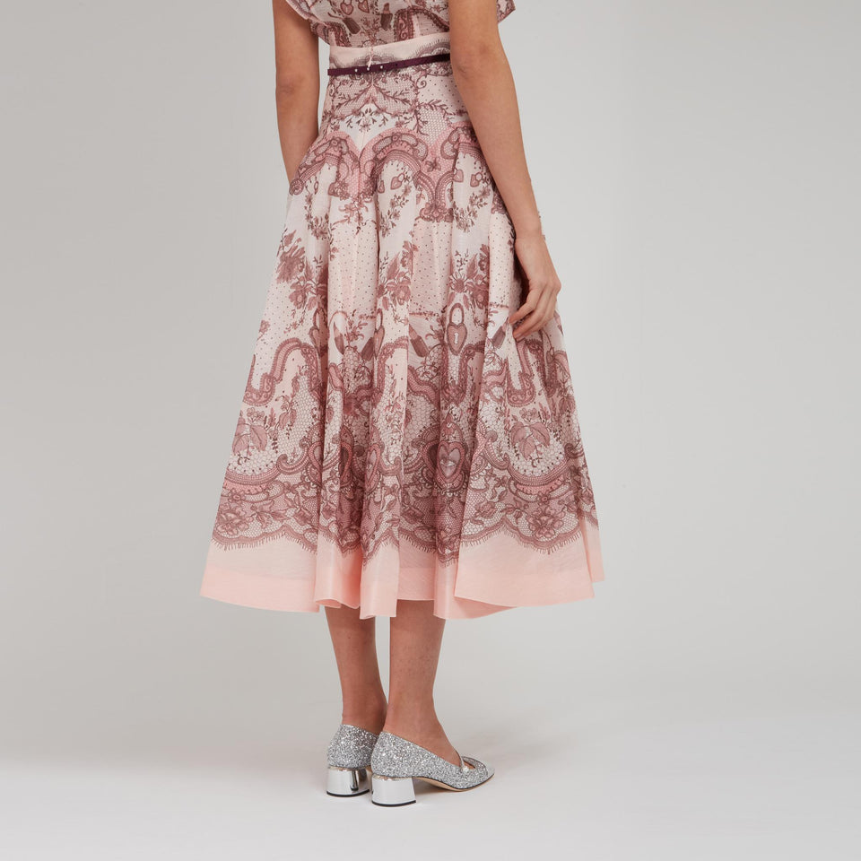 "Crush" skirt in pink linen