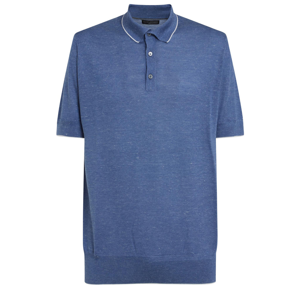 Polo in lana e seta blu