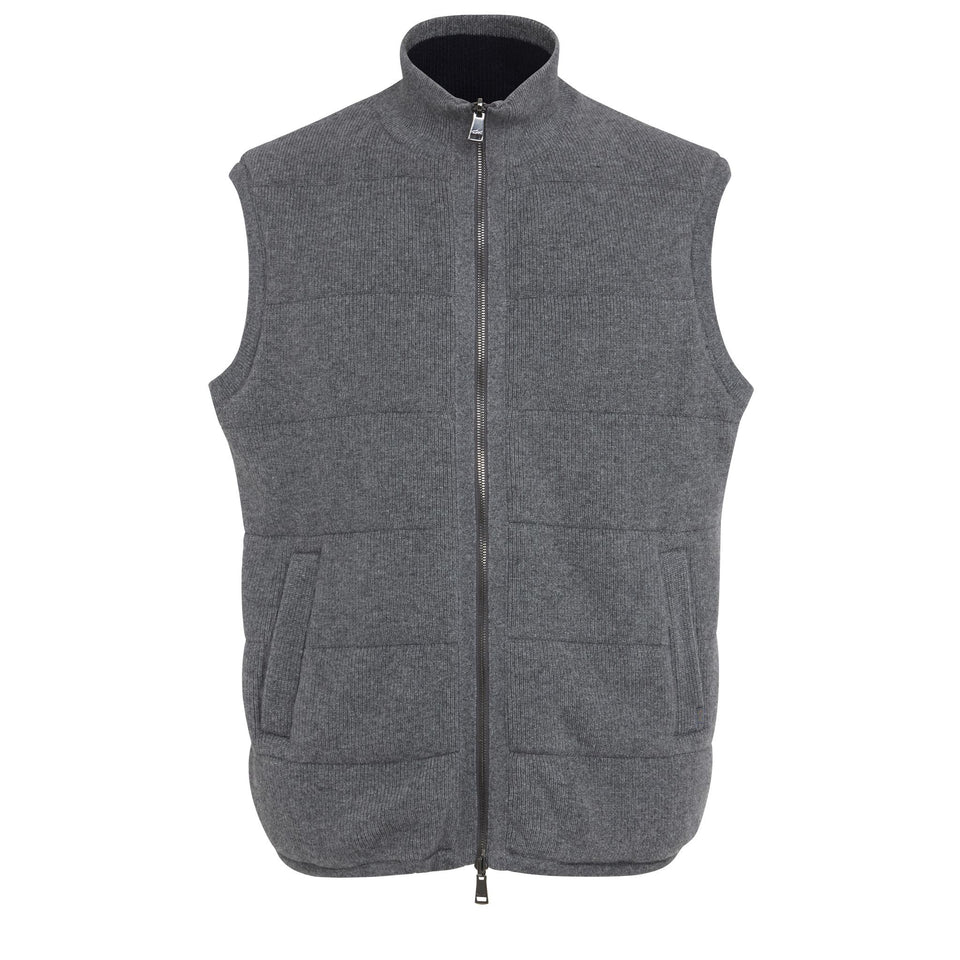 Gilet in lana e cashmere grigio