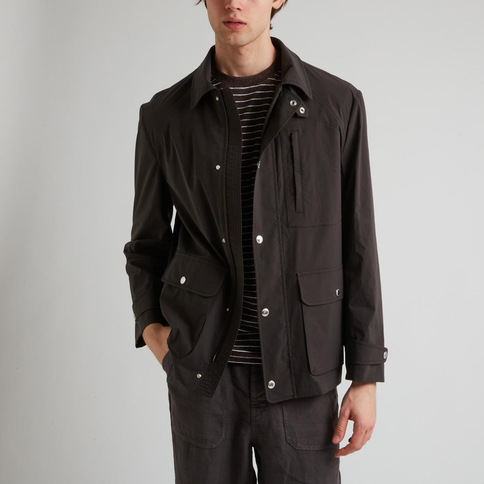 Brown water-repellent cotton jacket