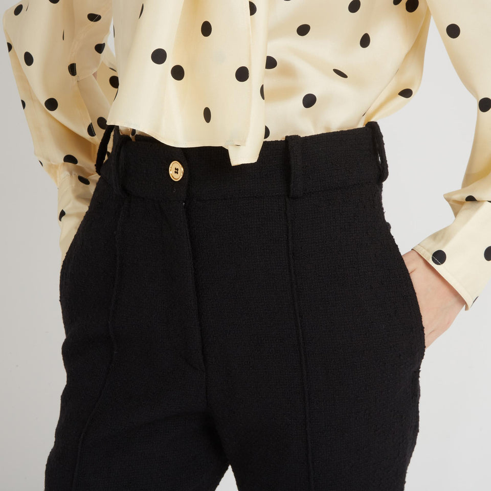 Black wool flared trousers