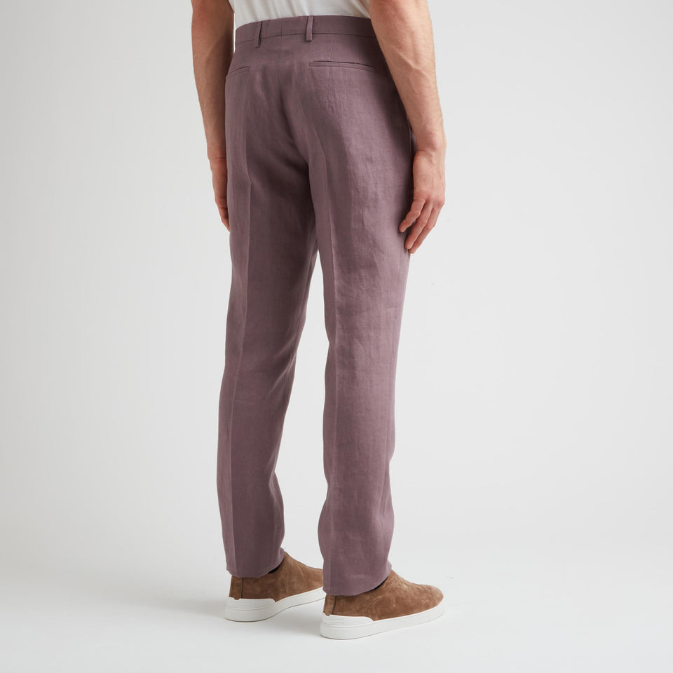 Pantalone in lino viola