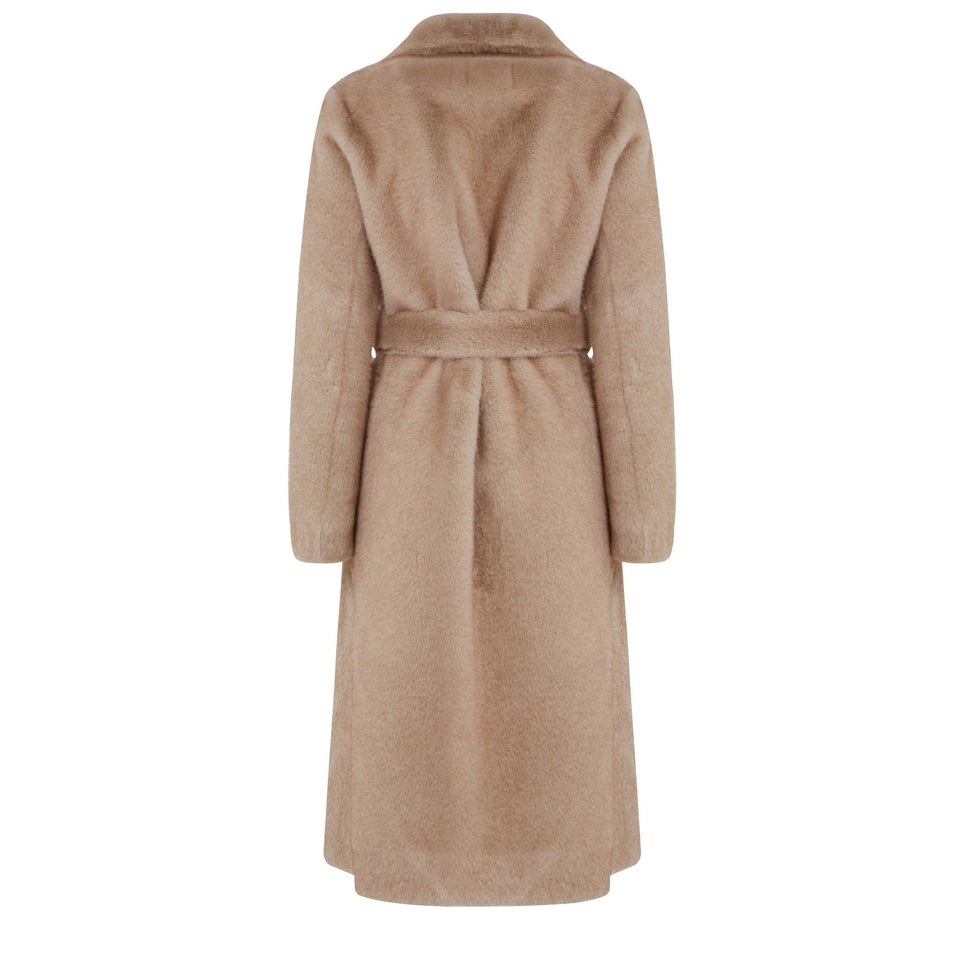 Cappotto in eco pelliccia beige
