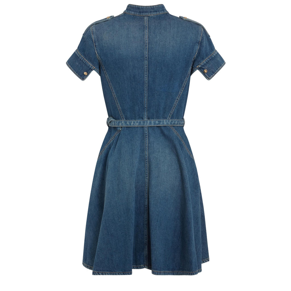 Abito corto in denim blu