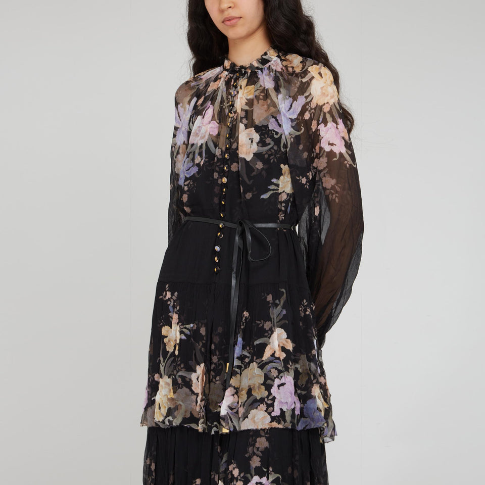 Maxi abito in seta multicolor