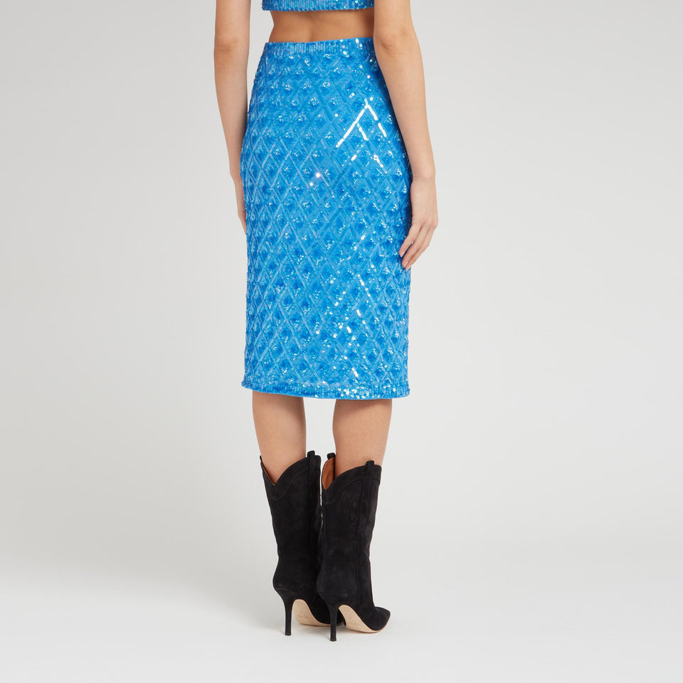 Gonna a tubino in tessuto azzurra